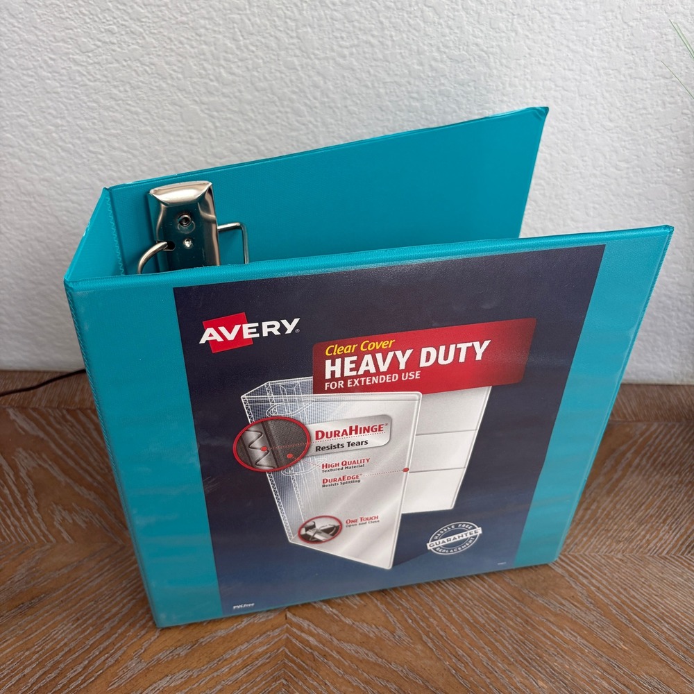 Avery Heavy Duty 3 Inch One Touch Slant Ring View Binder 3" Teal Turquoise 635